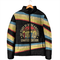 Vintage 1976 Birthday Celebration Padded Jacket 50th Birthday for Him - Retro Distressed Stripe Pattern