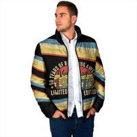 Vintage 1976 Birthday Celebration Padded Jacket 50th Birthday for Him - Retro Distressed Stripe Pattern