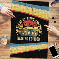 Vintage 1976 Birthday Celebration Puzzle 50th Birthday for Him - Retro Distressed Stripe Pattern