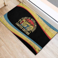 Vintage 1976 Birthday Celebration Rubber Doormat 50th Birthday for Him - Retro Distressed Stripe Pattern