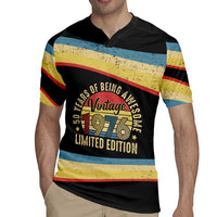 Vintage 1976 Birthday Celebration Rugby Jersey 50th Birthday for Him - Retro Distressed Stripe Pattern