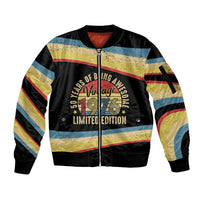 Vintage 1976 Birthday Celebration Sleeve Zip Bomber Jacket 50th Birthday for Him - Retro Distressed Stripe Pattern