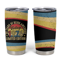 Vintage 1976 Birthday Celebration Tumbler Cup 50th Birthday for Him - Retro Distressed Stripe Pattern