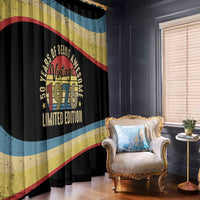 Vintage 1976 Birthday Celebration Window Curtain 50th Birthday for Him - Retro Distressed Stripe Pattern