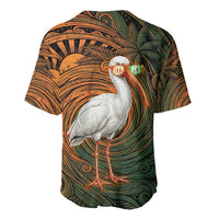 Vintage American White Ibis Baseball Jersey Miami Sunglasses Artistic Tribal Wave Pattern