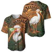 Vintage American White Ibis Baseball Jersey Miami Sunglasses Artistic Tribal Wave Pattern
