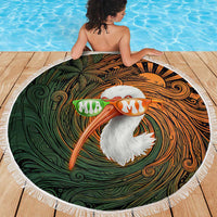 Vintage American White Ibis Beach Blanket Miami Sunglasses Artistic Tribal Wave Pattern