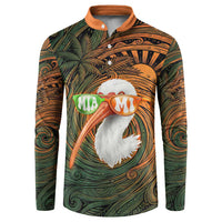 Vintage American White Ibis Button Sweatshirt Miami Sunglasses Artistic Tribal Wave Pattern