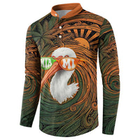 Vintage American White Ibis Button Sweatshirt Miami Sunglasses Artistic Tribal Wave Pattern