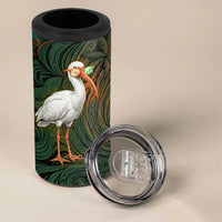 Vintage American White Ibis 4 in 1 Can Cooler Tumbler Miami Sunglasses Artistic Tribal Wave Pattern