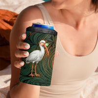 Vintage American White Ibis 4 in 1 Can Cooler Tumbler Miami Sunglasses Artistic Tribal Wave Pattern