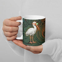 Vintage American White Ibis Ceramic Mug Miami Sunglasses Artistic Tribal Wave Pattern