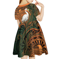 Vintage American White Ibis Kid Short Sleeve Dress Miami Sunglasses Artistic Tribal Wave Pattern