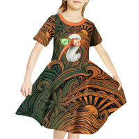 Vintage American White Ibis Kid Short Sleeve Dress Miami Sunglasses Artistic Tribal Wave Pattern