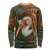 Vintage American White Ibis Long Sleeve Shirt Miami Sunglasses Artistic Tribal Wave Pattern