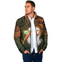 Vintage American White Ibis Padded Jacket Miami Sunglasses Artistic Tribal Wave Pattern