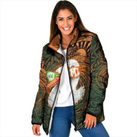 Vintage American White Ibis Padded Jacket Miami Sunglasses Artistic Tribal Wave Pattern