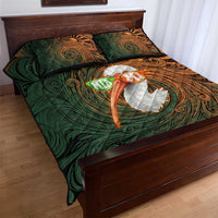 Vintage American White Ibis Quilt Bed Set Miami Sunglasses Artistic Tribal Wave Pattern
