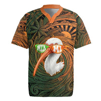 Vintage American White Ibis Rugby Jersey Miami Sunglasses Artistic Tribal Wave Pattern