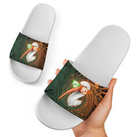 Vintage American White Ibis Slide Sandals Miami Sunglasses Artistic Tribal Wave Pattern