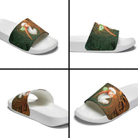 Vintage American White Ibis Slide Sandals Miami Sunglasses Artistic Tribal Wave Pattern
