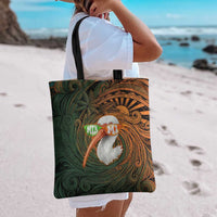 Vintage American White Ibis Tote Bag Miami Sunglasses Artistic Tribal Wave Pattern