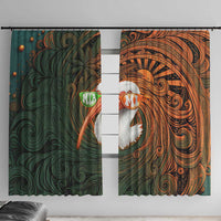Vintage American White Ibis Window Curtain Miami Sunglasses Artistic Tribal Wave Pattern