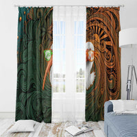 Vintage American White Ibis Window Curtain Miami Sunglasses Artistic Tribal Wave Pattern