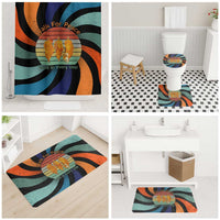 Buddhist Monks Walk For Peace Bathroom Set with Retro Sunset Swirl Pattern