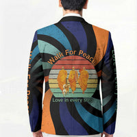 Buddhist Monks Walk For Peace Blazer with Retro Sunset Swirl Pattern