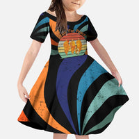 Buddhist Monks Walk For Peace Family Matching Long Sleeve Bodycon Dress and Hawaiian Shirt with Retro Sunset Swirl Pattern