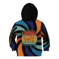 Buddhist Monks Walk For Peace Kid Hoodie with Retro Sunset Swirl Pattern
