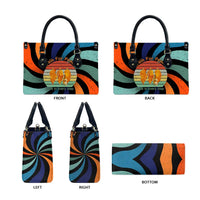 Buddhist Monks Walk For Peace Leather Bag with Retro Sunset Swirl Pattern