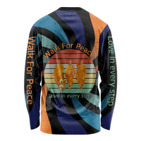 Buddhist Monks Walk For Peace Long Sleeve Shirt with Retro Sunset Swirl Pattern