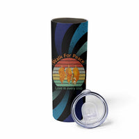 Buddhist Monks Walk For Peace Skinny Tumbler with Retro Sunset Swirl Pattern