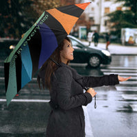 Buddhist Monks Walk For Peace Umbrella with Retro Sunset Swirl Pattern