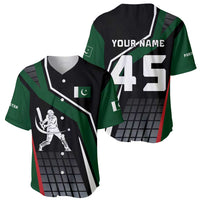 Pakistan Cricket Baseball Jersey Sporty Style with Flag Colors & Player Illustration