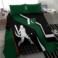 Pakistan Cricket Bedding Set Sporty Style with Flag Colors & Player Illustration