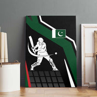 Pakistan Cricket Canvas Wall Art Sporty Style with Flag Colors & Player Illustration