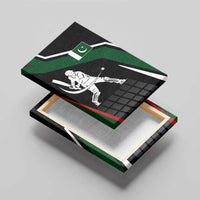 Pakistan Cricket Canvas Wall Art Sporty Style with Flag Colors & Player Illustration