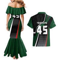 Pakistan Cricket Couples Matching Mermaid Dress and Hawaiian Shirt Sporty Style with Flag Colors & Player Illustration