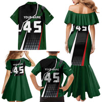 Pakistan Cricket Family Matching Mermaid Dress and Hawaiian Shirt Sporty Style with Flag Colors & Player Illustration