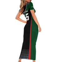 Pakistan Cricket Family Matching Short Sleeve Bodycon Dress and Hawaiian Shirt Sporty Style with Flag Colors & Player Illustration