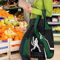 Pakistan Cricket Grocery Bag Sporty Style with Flag Colors & Player Illustration
