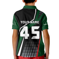 Pakistan Cricket Kid Polo Shirt Sporty Style with Flag Colors & Player Illustration