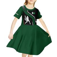 Pakistan Cricket Kid Short Sleeve Dress Sporty Style with Flag Colors & Player Illustration