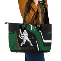 Pakistan Cricket Leather Tote Bag Sporty Style with Flag Colors & Player Illustration