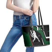 Pakistan Cricket Leather Tote Bag Sporty Style with Flag Colors & Player Illustration