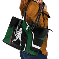 Pakistan Cricket Leather Tote Bag Sporty Style with Flag Colors & Player Illustration