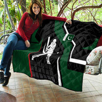Pakistan Cricket Quilt Sporty Style with Flag Colors & Player Illustration